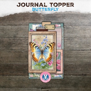 Papillon, journal indésirable, décorations de journal, chemise à onglets, folio, vintage, étiquettes de poche, téléchargement numérique, imprimable, cartes, coupes difficiles, billet