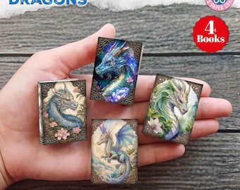 Dragons Mini Books Box, Book, Miniature Book, Dragons, Shabby, Storage, Junk Journal, Printable, Gift, Digital Download Box, Kit, Gift