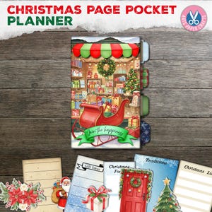 Christmas Page Pockets, Christmas Planner, Junk Journal, Tab Folder, Easy Gift Idea, Printable Digital Download, Goals, Folio, Folder, Card