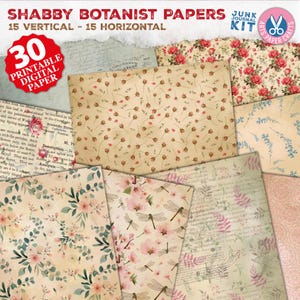 Florale Digitale Papiere - Shabby Botanik Papiere - Junk Journal Kits - Blumen - Rosa - Blau - Rose - Viktorianisch - Druckbar - Digital Download