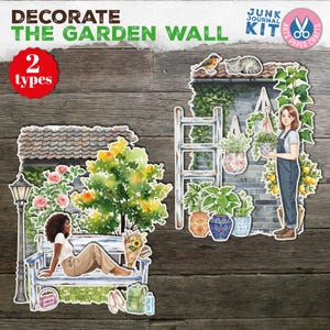 Junk-Journal, Gartendekoration, Pflanzen, Blumen, Pflanzen, Aufkleber, Garten wählerische Schnitte, bedruckbar, Rosen, Digital, Journal Ephemera