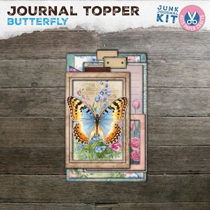 Papillon, journal indésirable, décorations de journal, dossier à onglets, folio, dossier, couverture de journal, vintage, étiquettes de poche, téléchargement numérique, imprimable, cartes
