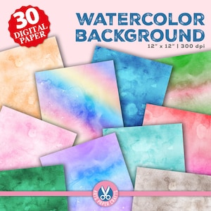 Aquarelle 30 papiers numériques - fond aquarelle - motif de textures - téléchargement immédiat - papier de scrapbooking aquarelle