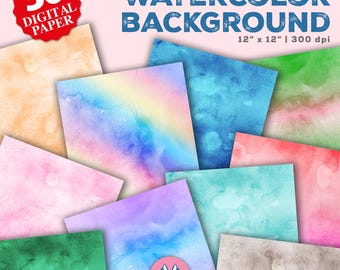 Peut inclure: Un ensemble de 30 papiers numériques de fond aquarelle dans différentes couleurs, notamment orange, rose, bleu, vert et violet. Les papiers mesurent 30,48 cm sur 30,48 cm et 300 dpi.
