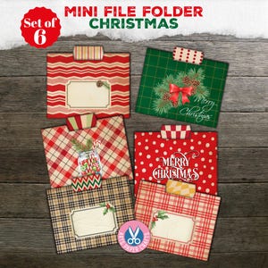 Mini chemise de Noël de Noël, journal indésirable, cartes pour ordinateur portable, classeur de poche, étiquettes éphémères, imprimable, cadeau, insert, papier, téléchargement numérique, folio