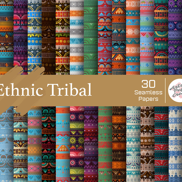 Ethnic Tribal Seamless Digital Papers Set - Ethnic Tribal Background - Ethnic Tribal Pattern - Instant Download - Ethnic Scrapbook Paper