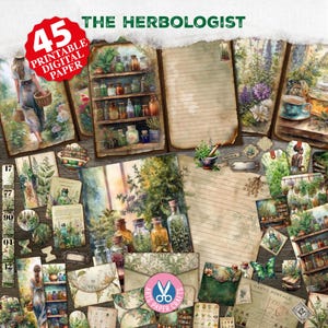 The Herbologist Junk Journal Kit, Magic Herbs, Victorian Apothecary Botanical, Download, Envelopes, Herbal Ephemera Pages, Printable, Tags