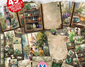 Der Kräuterforscher Junk Journal Kit, magische Kräuter, viktorianischer Apotheker botanische, Download, Umschläge, Kräuter Ephemera Seiten, printable, Tags