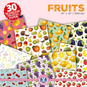 Fruit naadloos digitaal papier - fruit zomer achtergrond - fruit naadloos patroon - fruitpapier - direct downloaden - commercieel gebruik