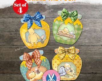 Winnie The Pooh, Hidden Note, Junk Journal, Gift Box, Pooh Bear, Shabby, Printable, Digital Download,  Tags, Ornament, Card Holder, Honey