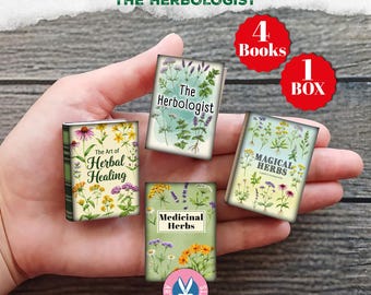 Mini livres The herboriste, livre miniature, herbes magiques, minable, rangement, journal indésirable, imprimable, cadeau, téléchargement numérique, boîte, apothicaire