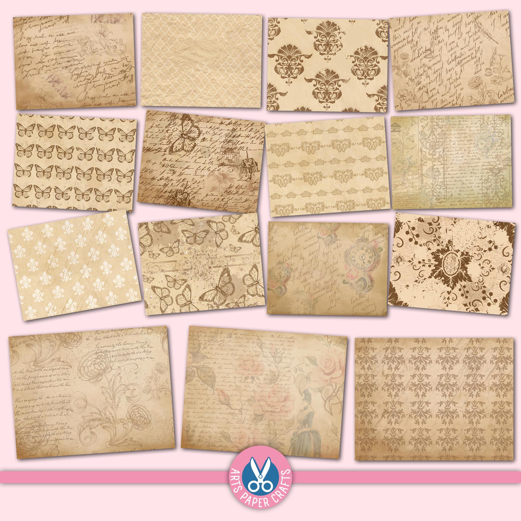 Vintage Horizontal Junk Journal Filler Papers - Vintage - Neutral ...