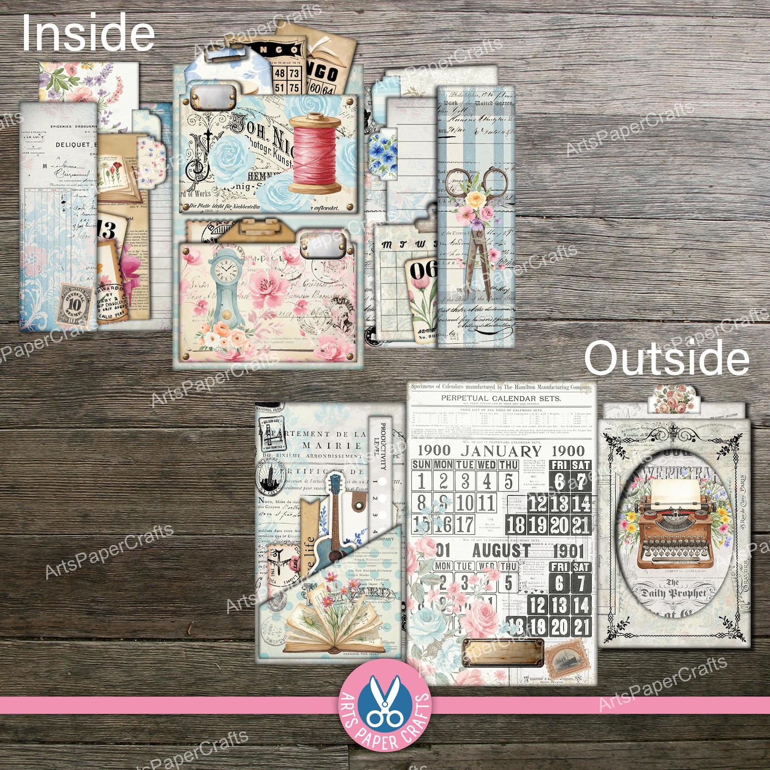 Page Pockets, Junk Journal Lover Journal Kit, Vintage Books, Journals ...
