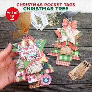 Junk Journal, Christmas, Christmas Tree, Cards, Ornament, Gift, Printable, Christmas Pocket Tags, Digital Download, Loaded Christmas Tags