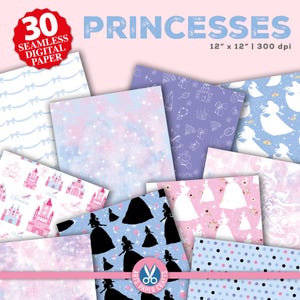 Prinses naadloos digitaal papier - prinses patroon achtergrond - prinses scrapbooking - prinses feestpapier - direct downloaden