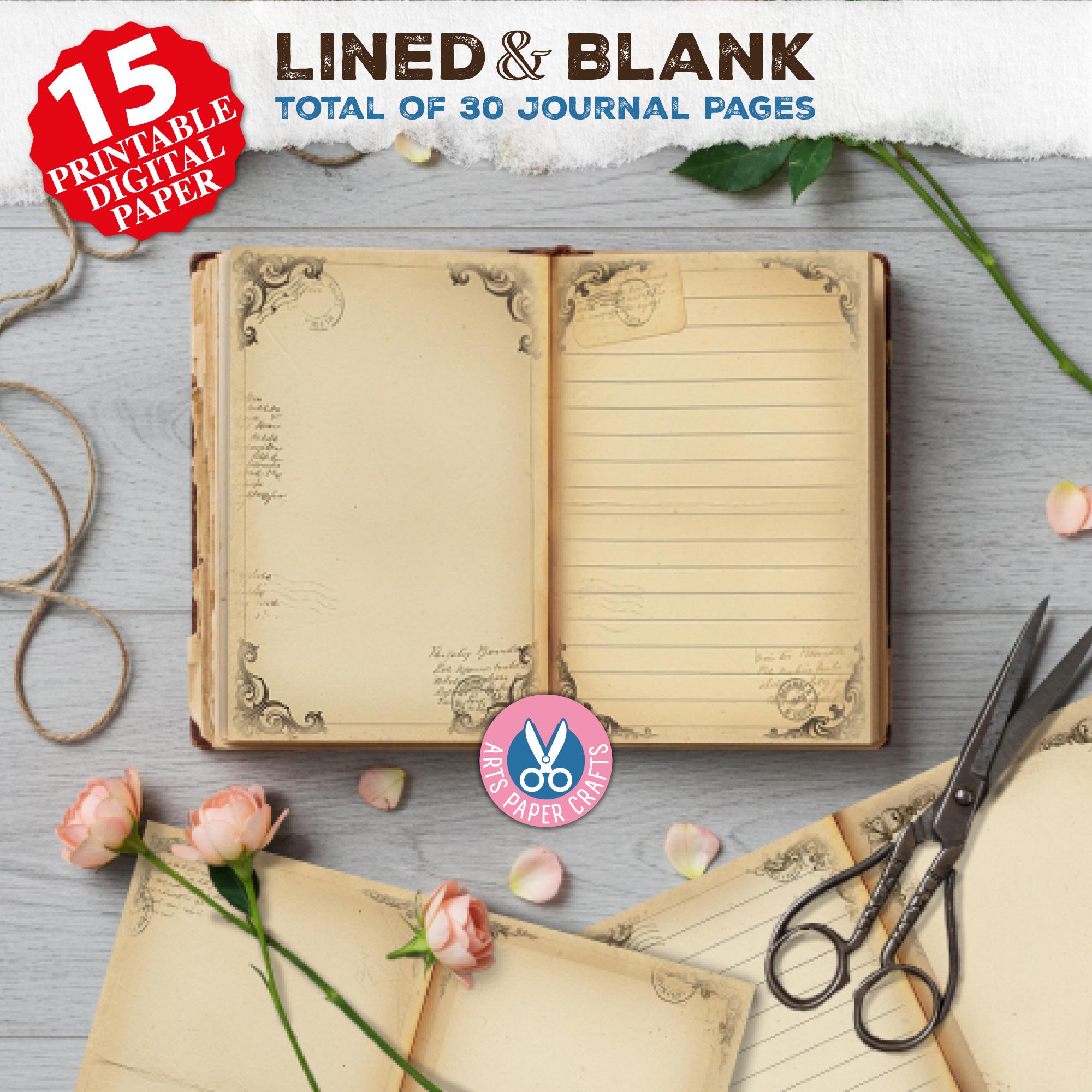 Lined & Blank, Journal Pages, Butterfly, Junk Journal, Neutral, Stamp ...