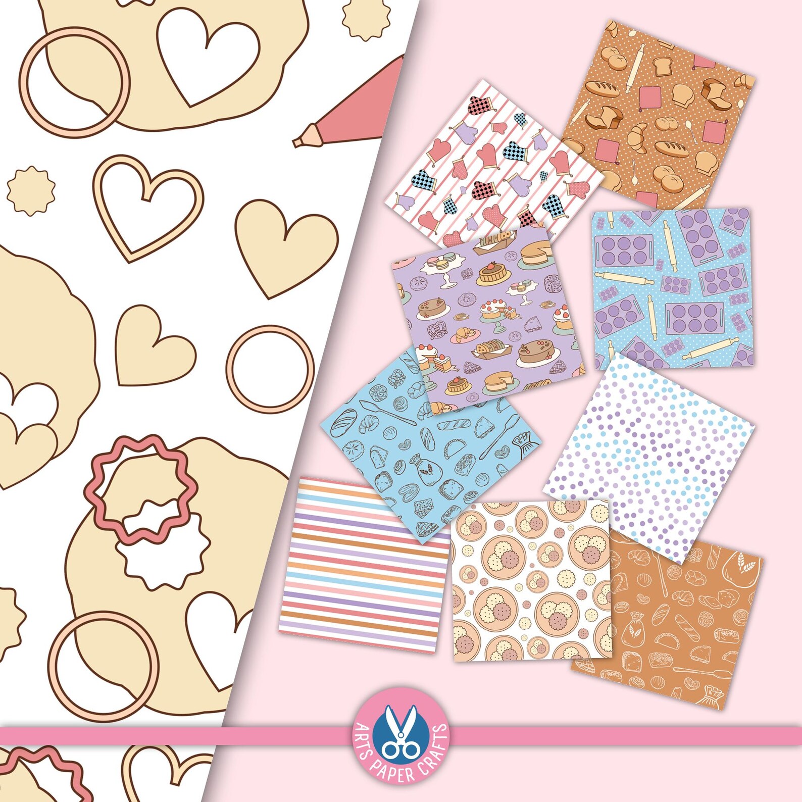 Bakery Digital Papers Set - Bakery Background - Bakery Seamless Pattern ...