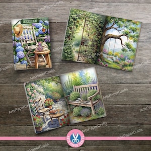 Secret Garden, Mini Books, Printable Book, Miniature, Junk Journal, Flowers, Digital Download, Ornament, Gift, Floral, Book Box, Craft Kit image 12