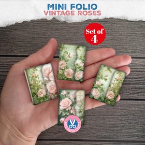 Mini Folio, Rose, Vintage, Mini Album, Diario dei Rifiuti, Stampabile, Mini Libri, Miniatura, Libro, Kit Artigianale, Download Digitale, Regalo