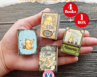 Winnie The Pooh, Mini Books, Box, Pooh Bear, Book, Shabby, Junk Journal, Printable, Gift, Digital Download, Little Boy, Baby Girl Child