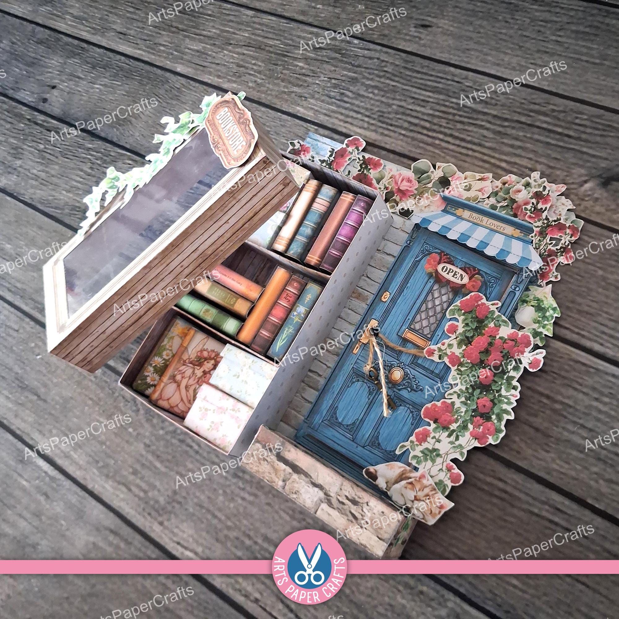 Bookshelf, Bookstore, Bookcase, Bookshop, Junk Journal Kit, Roses ...