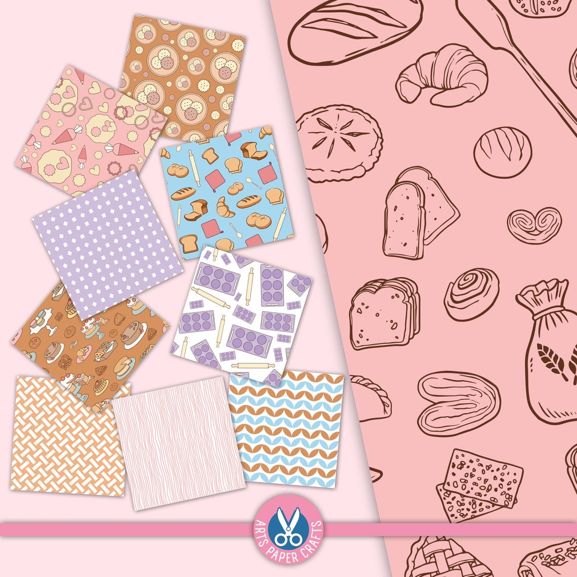 Bakery Digital Papers Set - Bakery Background - Bakery Seamless Pattern ...