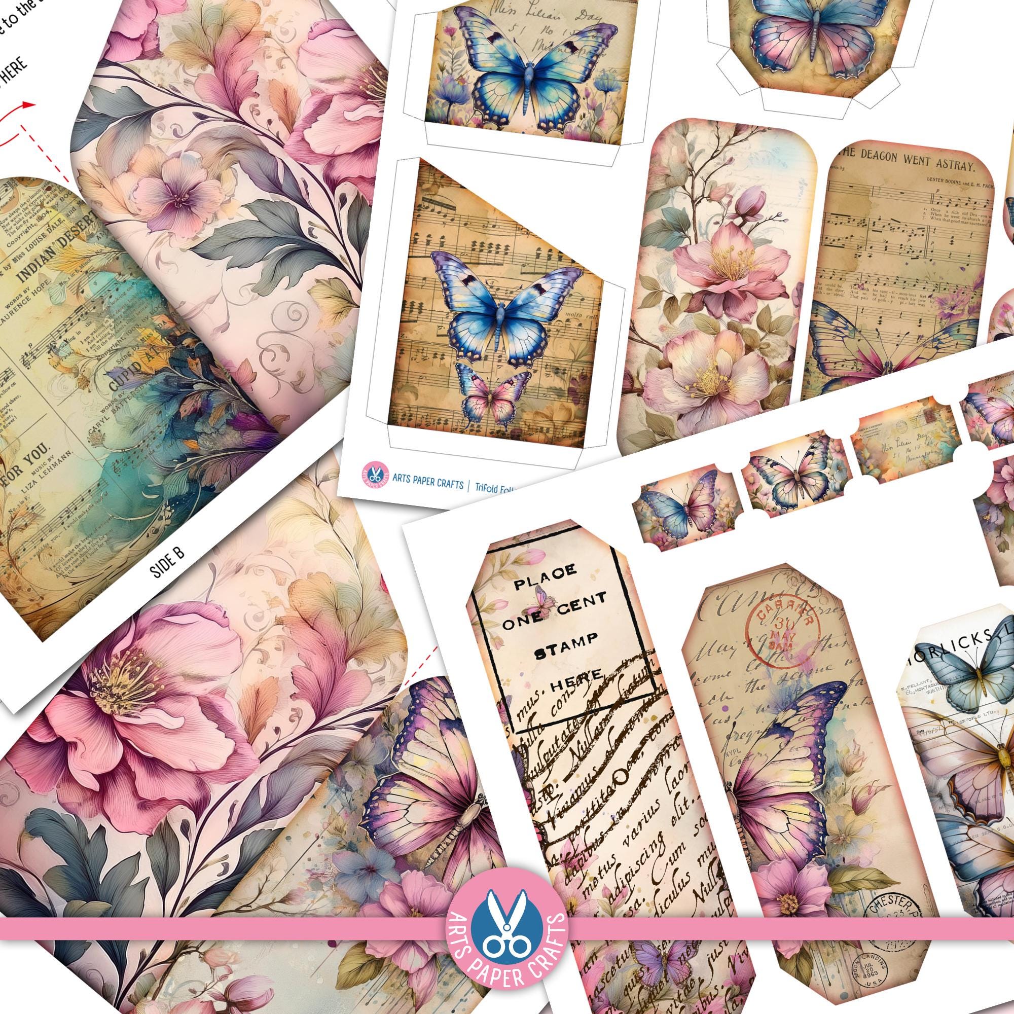 Butterfly Junk Journal Kit - Butterfly Folding Folio Junk Journal ...