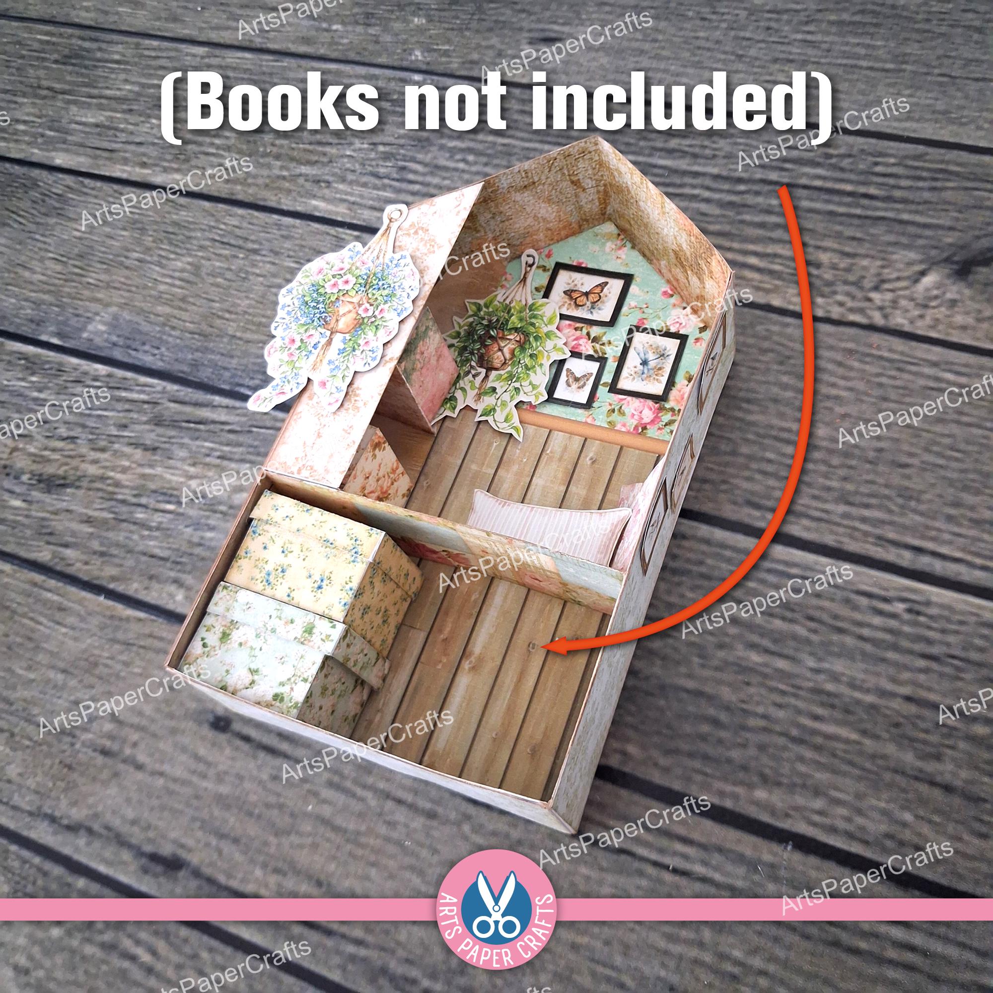 Bookshelf, Bookcase, Junk Journal Kit, Reading Corner, Roses, Miniature ...