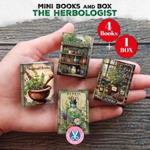 The Herbologist Mini Books, Box, Herbology Miniature Book, Shabby, Botanical, Junk Journal, Printable, Gift, Digital Download, Botanical