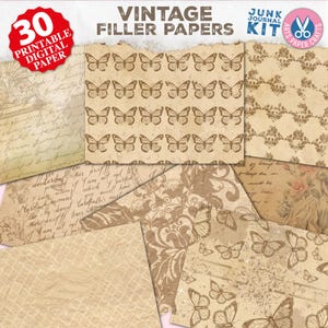 Papiers de remplissage pour carnets horizontaux vintage - vintage - neutre - Extra - nature - teint dans le café - imprimable - Pages de courrier indésirable