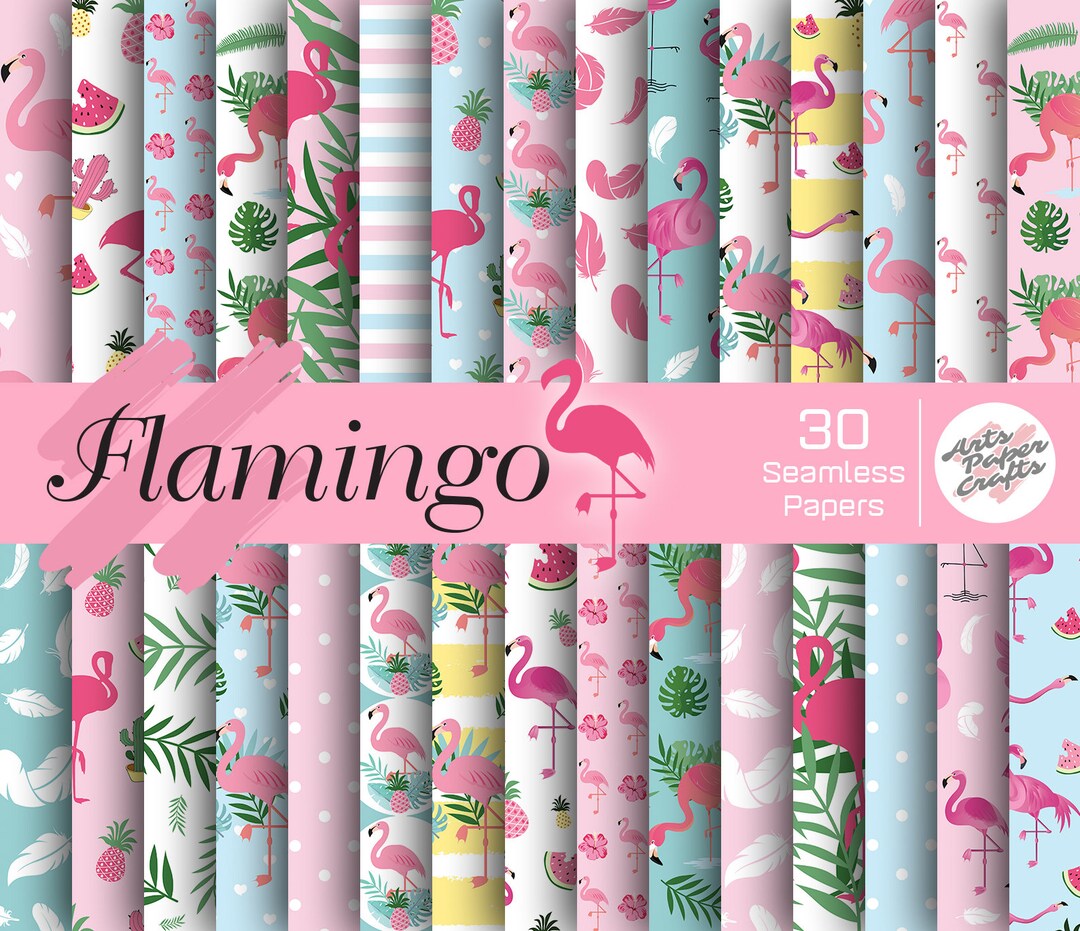 Flamingo Seamless Digital Paper Flamingo Pink Background Flamingo