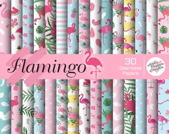 Flamingo Seamless Digital Paper - Flamingo Pink Background - Flamingo Scrapbook Papers - Flamingo Papers - Instant Download