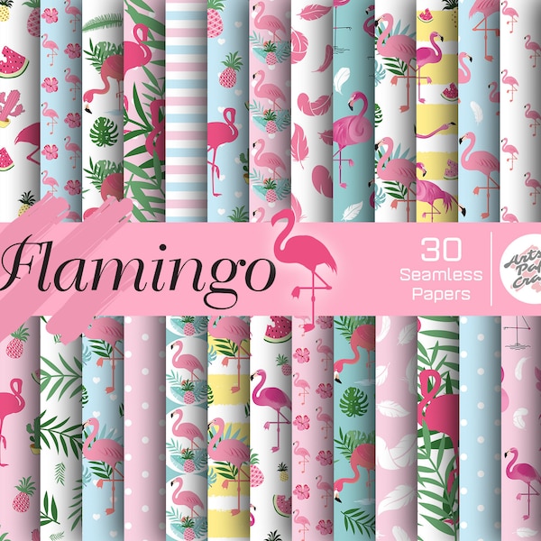 Flamingo Seamless Digital Paper - Flamingo Pink Background - Flamingo Scrapbook Papers - Flamingo Papers - Instant Download