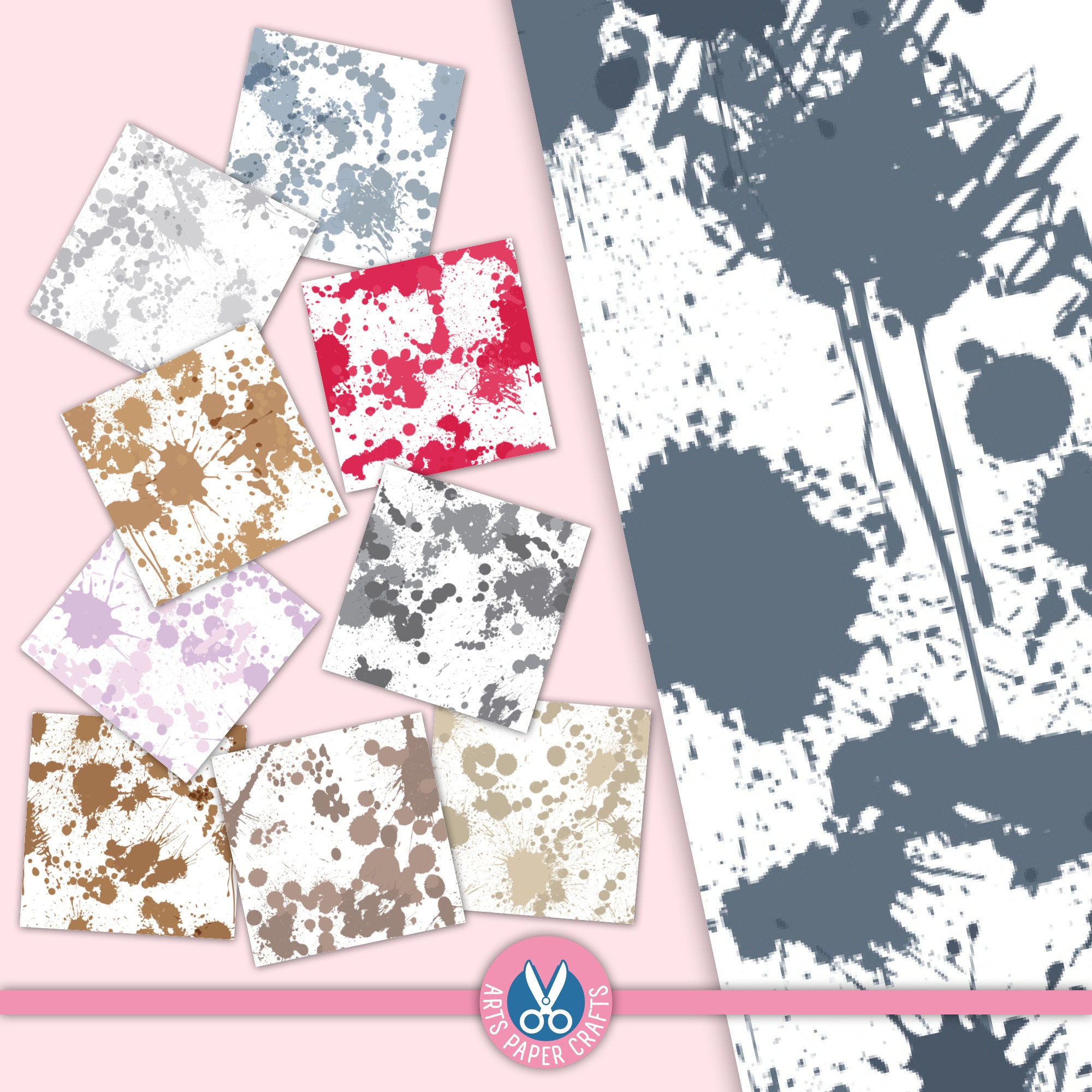 30 Paint Splatter Digital Papers - Splatter Seamless Pattern - Splash ...