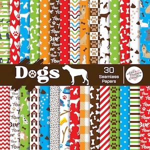 Dogs Seamless Digital Paper Dogs Background Dogs Scrapbook Papers Dogs