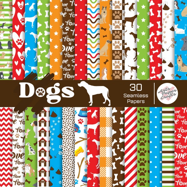 Dogs Seamless Digital Paper - Dogs Background - Dogs Scrapbook Papers - Dogs Party Papers - Instant Download