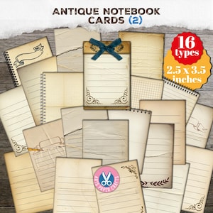 16 Cartões Antigos para Caderno, ATC, Cartões Pautados, Materiais para Diário de Arte, Kit de Recortes, Scrapbook, Papel, Imprimível, Neutro, Vintage, Presente