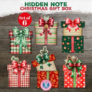 Natale, Scatola regalo, Biglietti, Nota nascosta, Diario spazzatura, Etichette, Download digitale, Ornamento, Porta biglietti, Biglietti, Stampabile, Cartoline