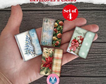 Christmas Mini Folio, Mini Envelopes, Ornament, Miniature, Boxes, Junk Journal, Printable, Craft Kit, Digital Download, Fussy Cuts, Ephemera