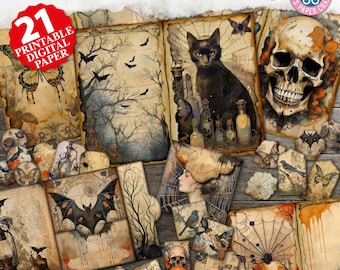 Gothic Halloween Junk Journal - Halloween Digital Download - Printable Gothic Labels & More - Dark Romance Time Travel with Victorian Grunge