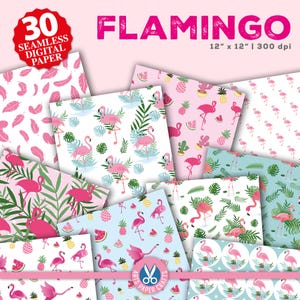 Flamingo Nahtloses digitales Papier - Flamingo rosa Hintergrund - Flamingo Scrapbook Papiere - Flamingo Papiere - Instant Download
