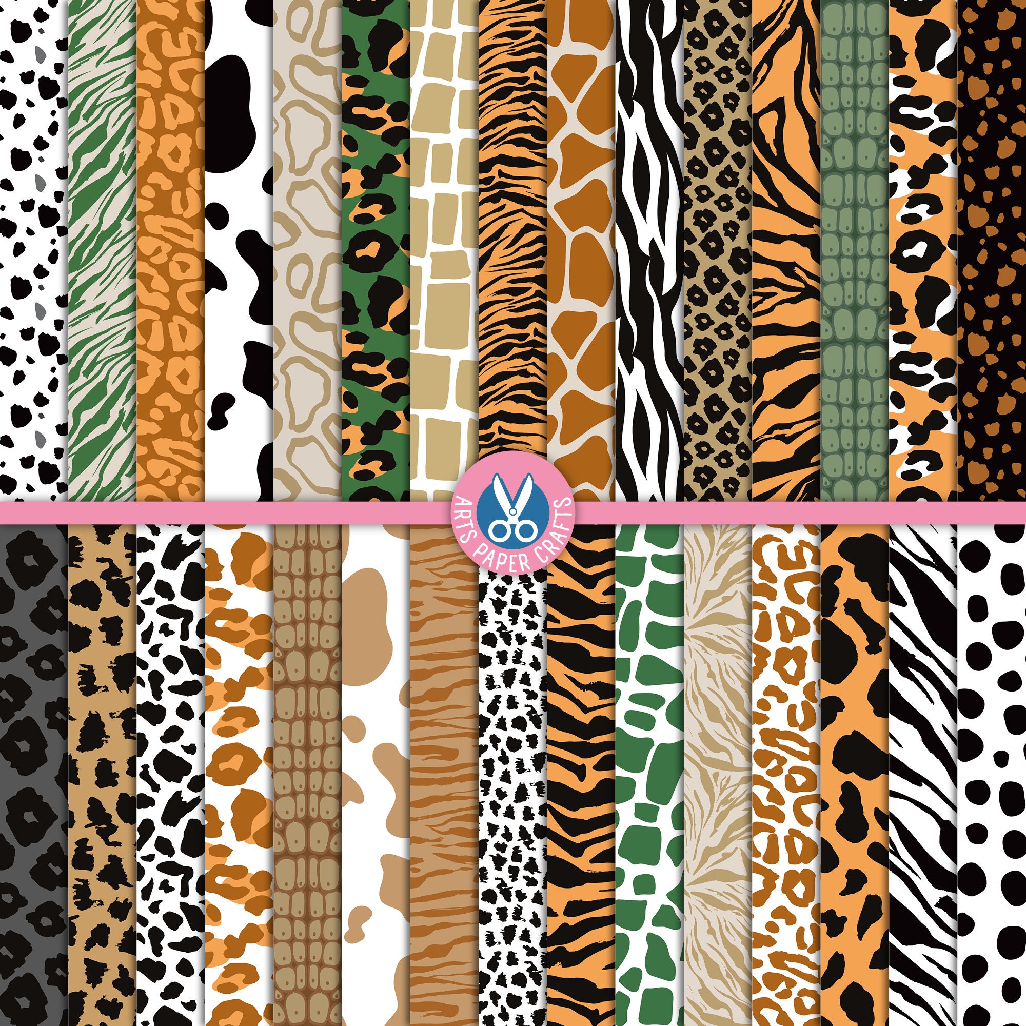 Animal Skin Digital Papers - Safari Background - Animal Print Seamless ...