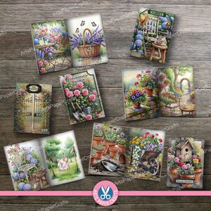 Secret Garden, Mini Books, Printable Book, Miniature, Junk Journal, Flowers, Digital Download, Ornament, Gift, Floral, Book Box, Craft Kit image 3