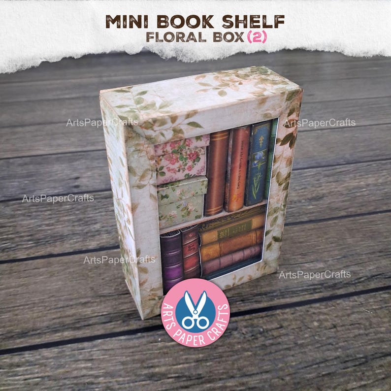 Bookshelf, Boxes, Bookcase, Junk Journal Kit, Ivy, Miniature, Floral ...