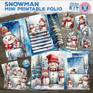Snowman Folio - Christmas Printable Ephemera - Snowman Junk Journal - Winter Junk Journal - Printable Journal - Printable Christmas - Tags