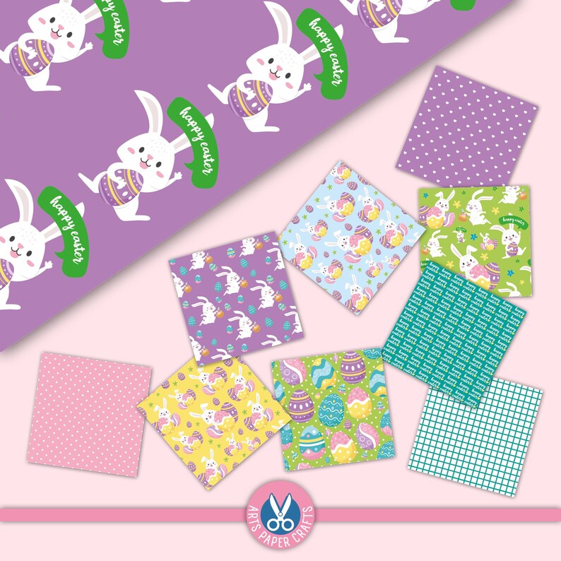 Happy Easter Seamless Digital Paper - Egg Bunny Background - Easter ...