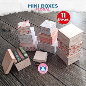Floral Mini Box, Book, Ornament, Shabby, Miniature, Junk Journal, Boxes, Printable, Craft Kit, Digital Download, Gift, With Lid, Vintage