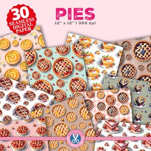 Zestaw papierów cyfrowych Pies Seamless Paper Set - Wiśnia, las, jagody, truskawka, pomarańczowy wzór ciasta - natychmiastowe pobranie - scrapbooking