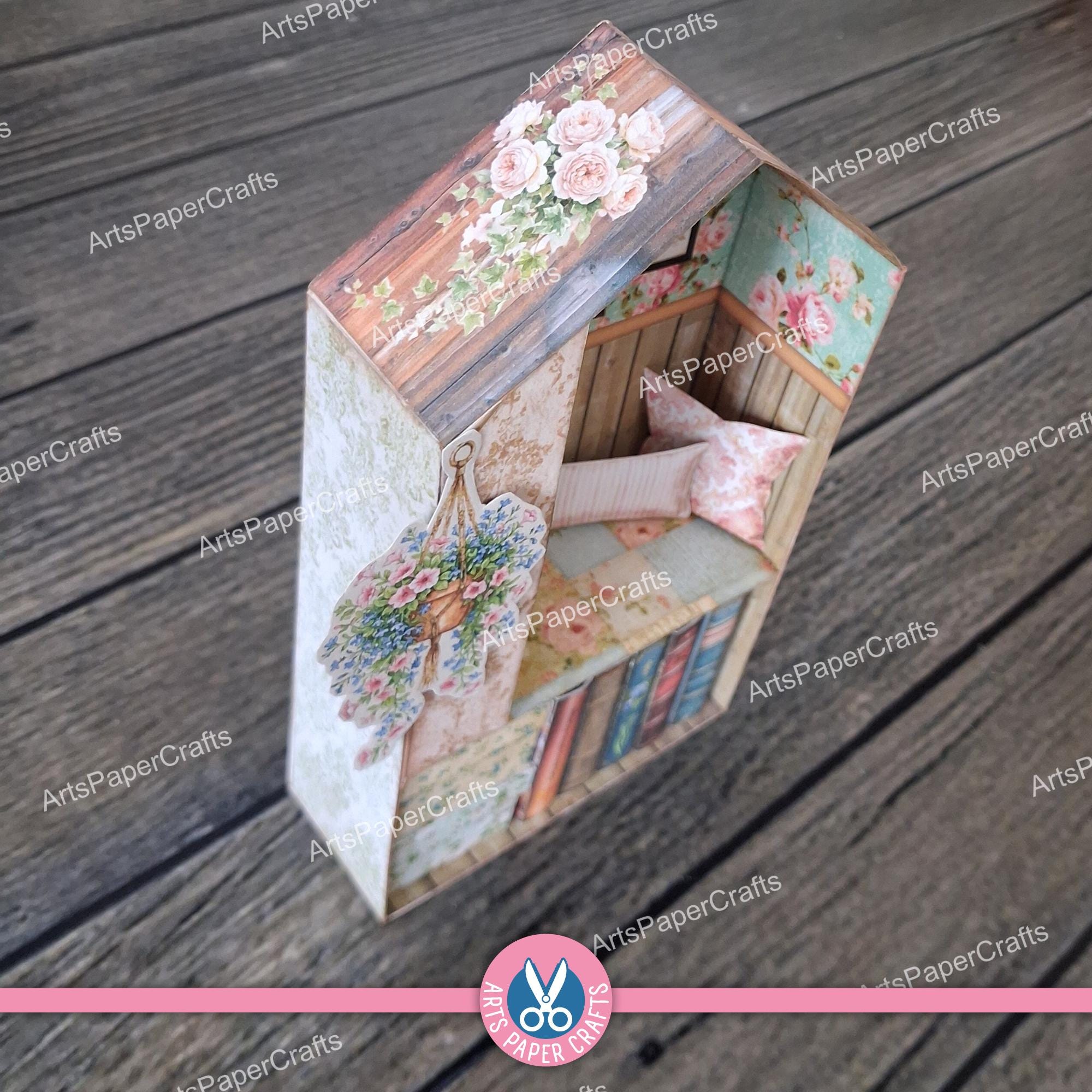 Bookshelf, Bookcase, Junk Journal Kit, Reading Corner, Roses, Miniature ...