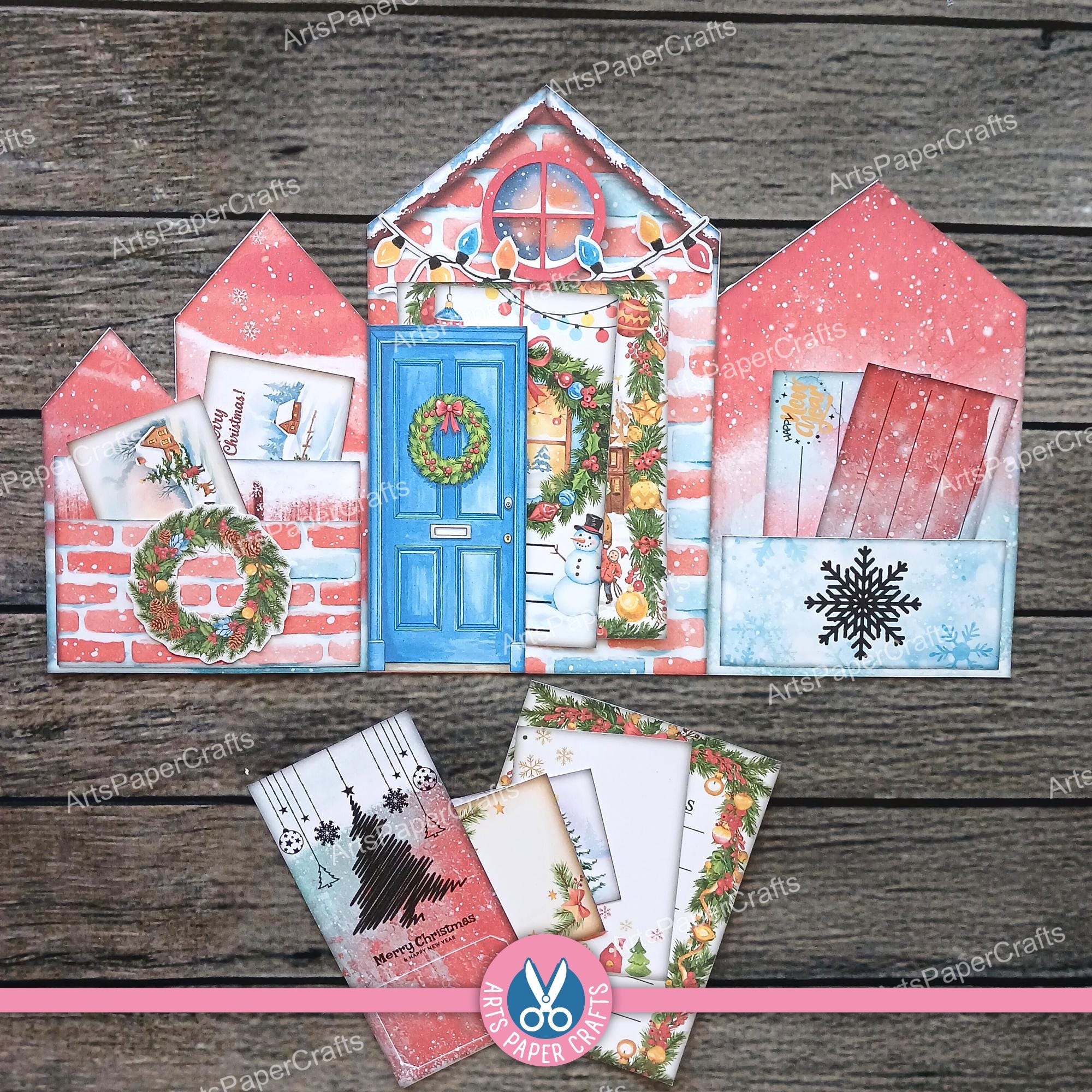 Christmas House Junk Journal Folio Folder, Holiday, Gift, Journal ...
